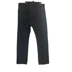 AKOO Men’s Button Fly Dark Wash Distressed Jeans Size 38X32 Reinforced Knee Blac